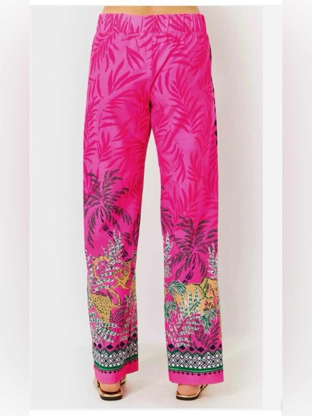 Lilly Pulitzer NWT Bal Harbour Palazzo Pink Pants XXL Wild Side Engineered
